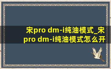 宋pro dm-i纯油模式_宋pro dm-i纯油模式怎么开启